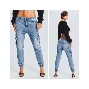 NEW SER.O.YA Veronica Drop Crotch Jogger (Sz 25) Denim Jeans Sorrento Wash